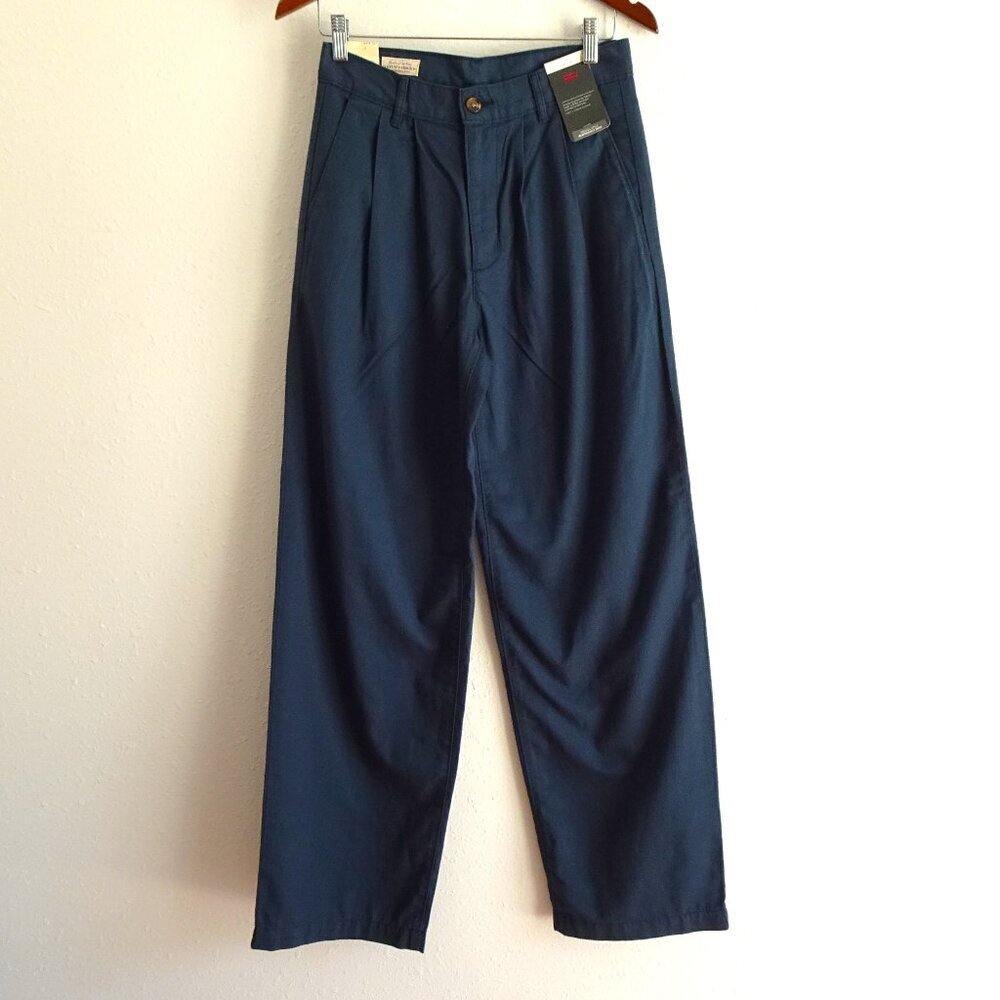Levi's Baggy Trouser Pants Women's Size 26x32 Blue Twill Pleated High Rise